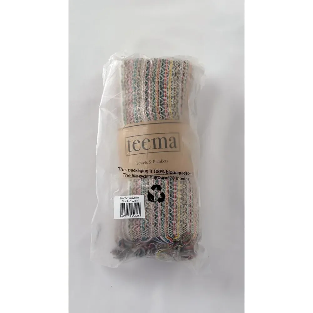 Teema Tan Labyrinth Turkish Cotton Towel Bath Sheet Blanket 70